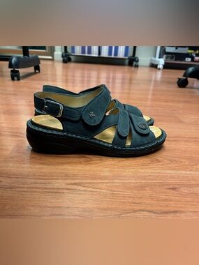 Finn Comfort Gomera S Blue Suede Strap Sandals Size 37
